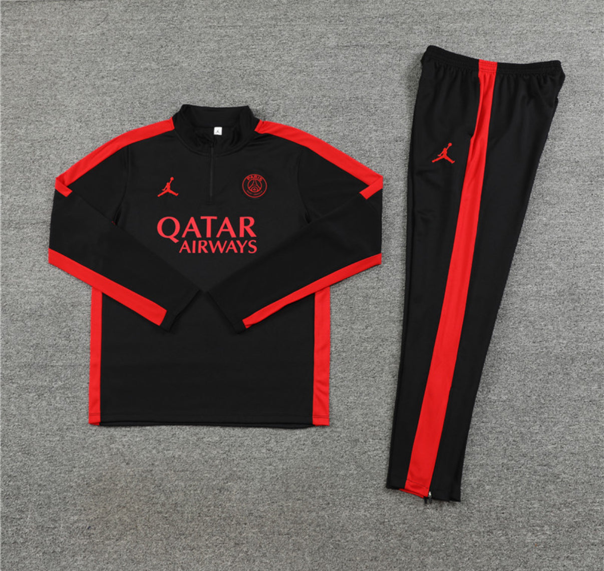 PSG Winter Tracksuit Set (Black & Red)