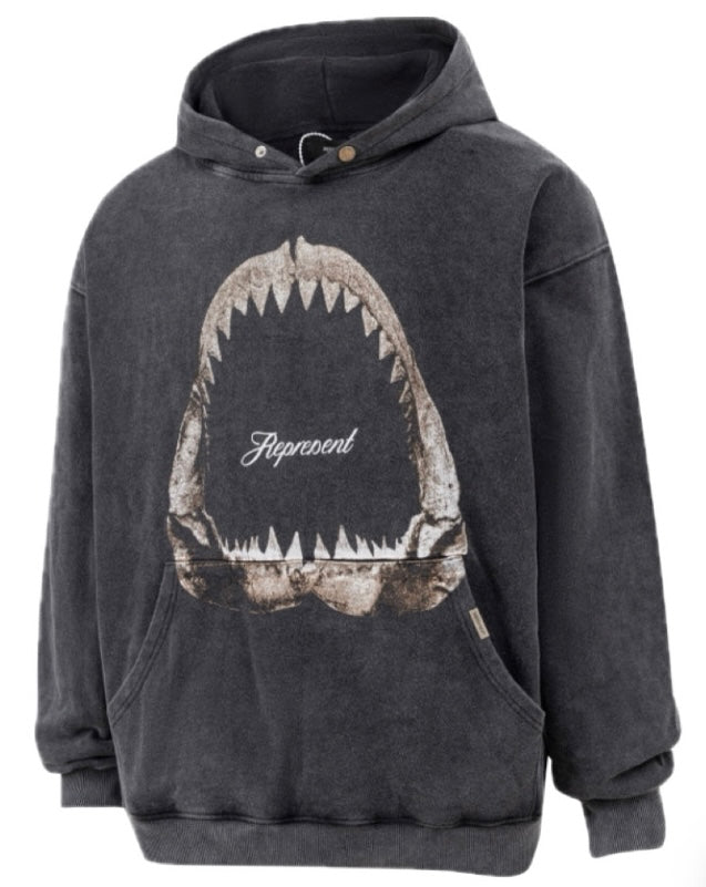 Represent Shark Jaws Hoodie Vintage Grey