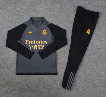 Real Madrid Winter Tracksuit Set ( Gray/Black )