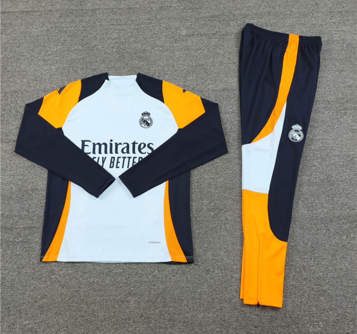 Real Madrid Winter Tracksuit Set (White/Orange)