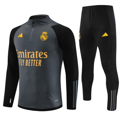 Real Madrid Winter Tracksuit Set ( Gray/Black )