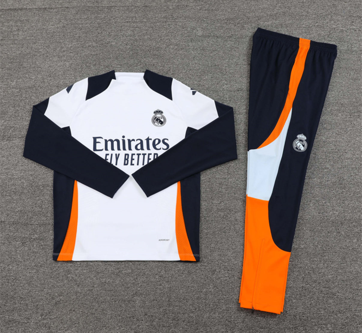 Real Madrid Winter Tracksuit Set (White / Orange)