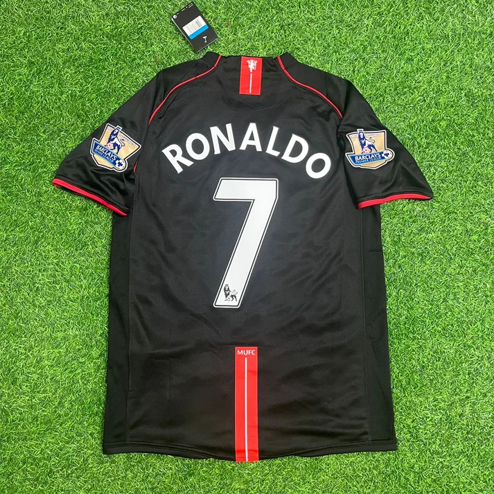 Cristiano Ronaldo Manchester United 2007–2008 Black Retro Football Jersey