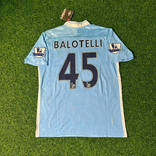 Mario Balotelli 45 - Manchester City 2011/12 Home Kit Blue Retro Jersey