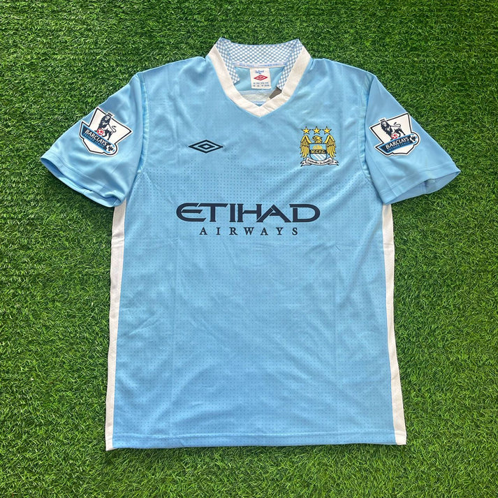 Sergio Agüero Manchester City 2011/2012 Home Retro Football Jersey